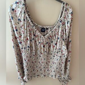 Gap Floral Top Smocked Waist Boho Cottagecore Size XL
